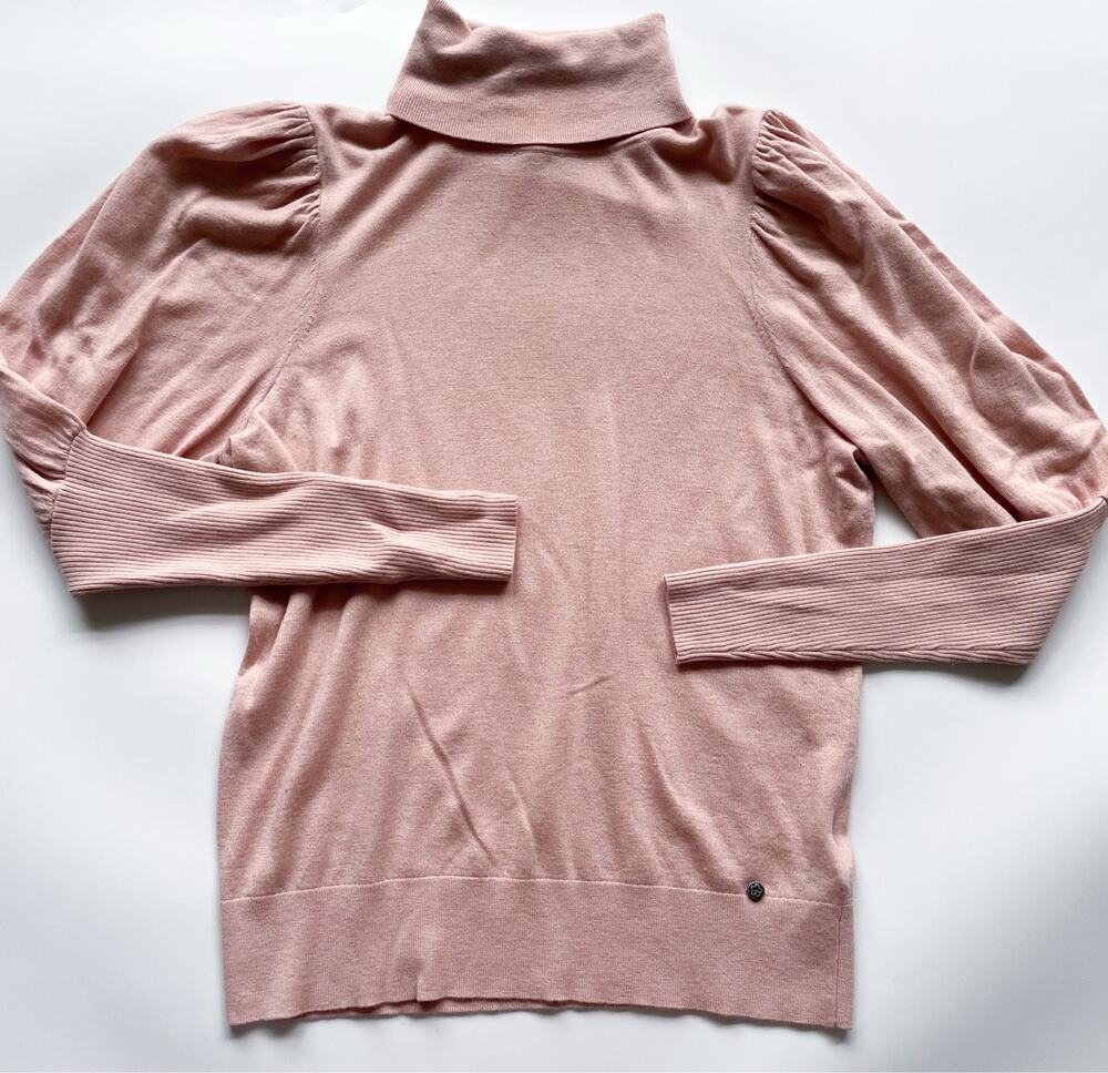 Women's Ted Baker Light Pink Puff Sleeve Wool Blend Turtle Neck Sweater Size 2